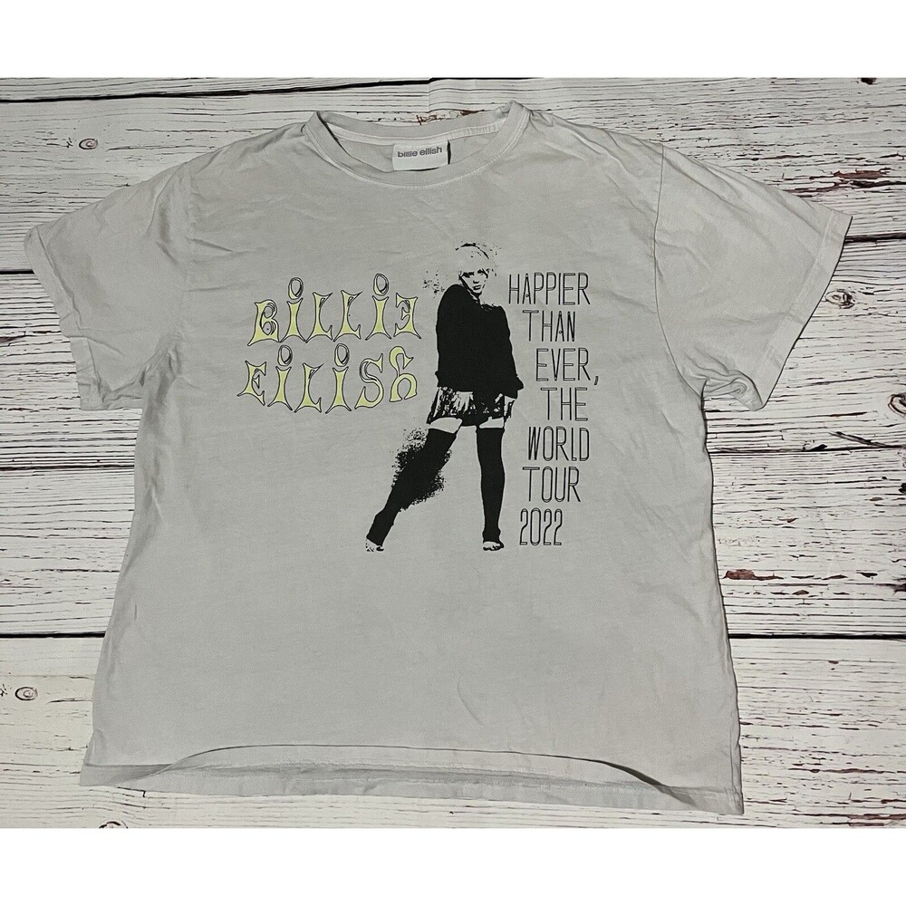 Billie Eilish Shirt Happier Than Ever The World Tour 2022 Off White XL Extra Lg
